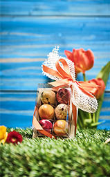 6 bunte Kunstpralineneier ohne Alkohol